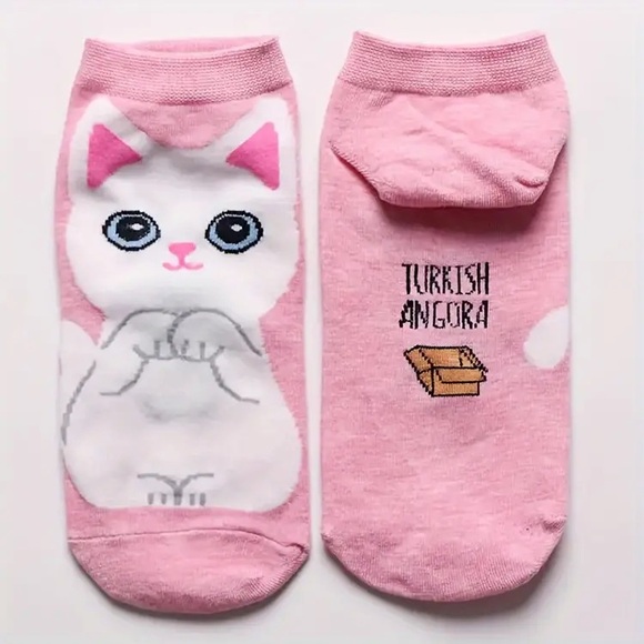 3 -  pair Whimsical Cat Socks Low Cut - NEW - Picture 3 of 6
